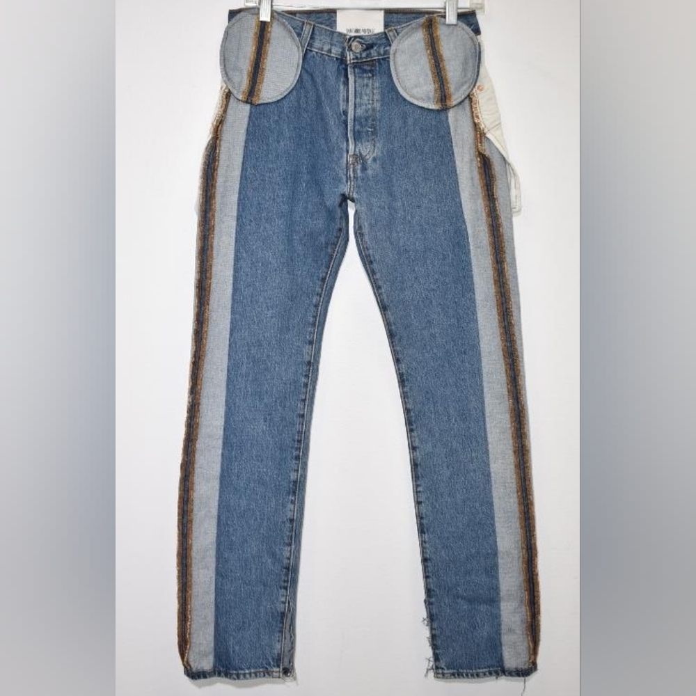 Levi's Men's Two-Tone Blue Stripe Slim Straight Jeans